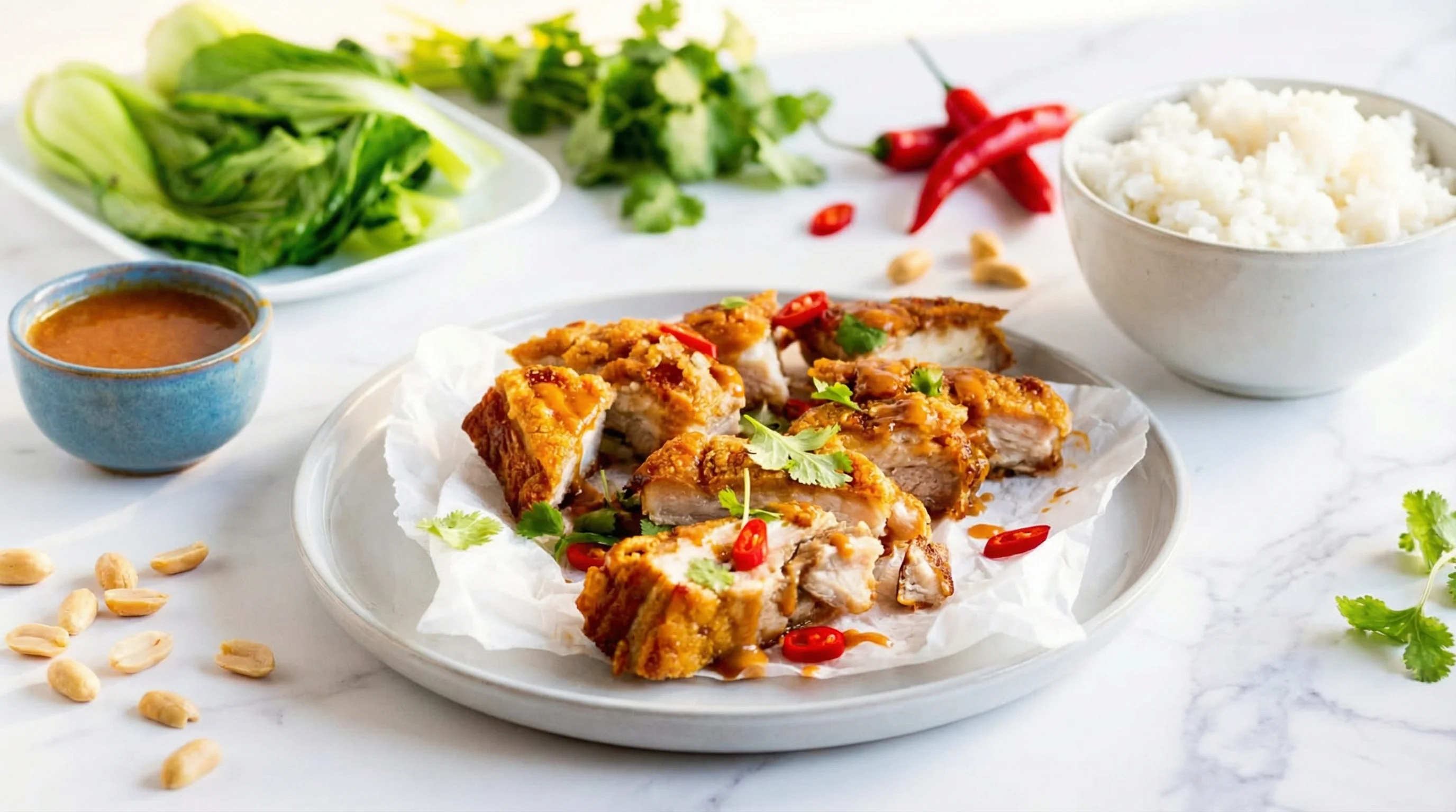 Low FODMAP Crispy Pork Belly with Peanut Sauce - Low FODMAP Recipe